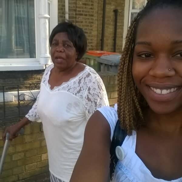 Me and my nan having a walk going shopping